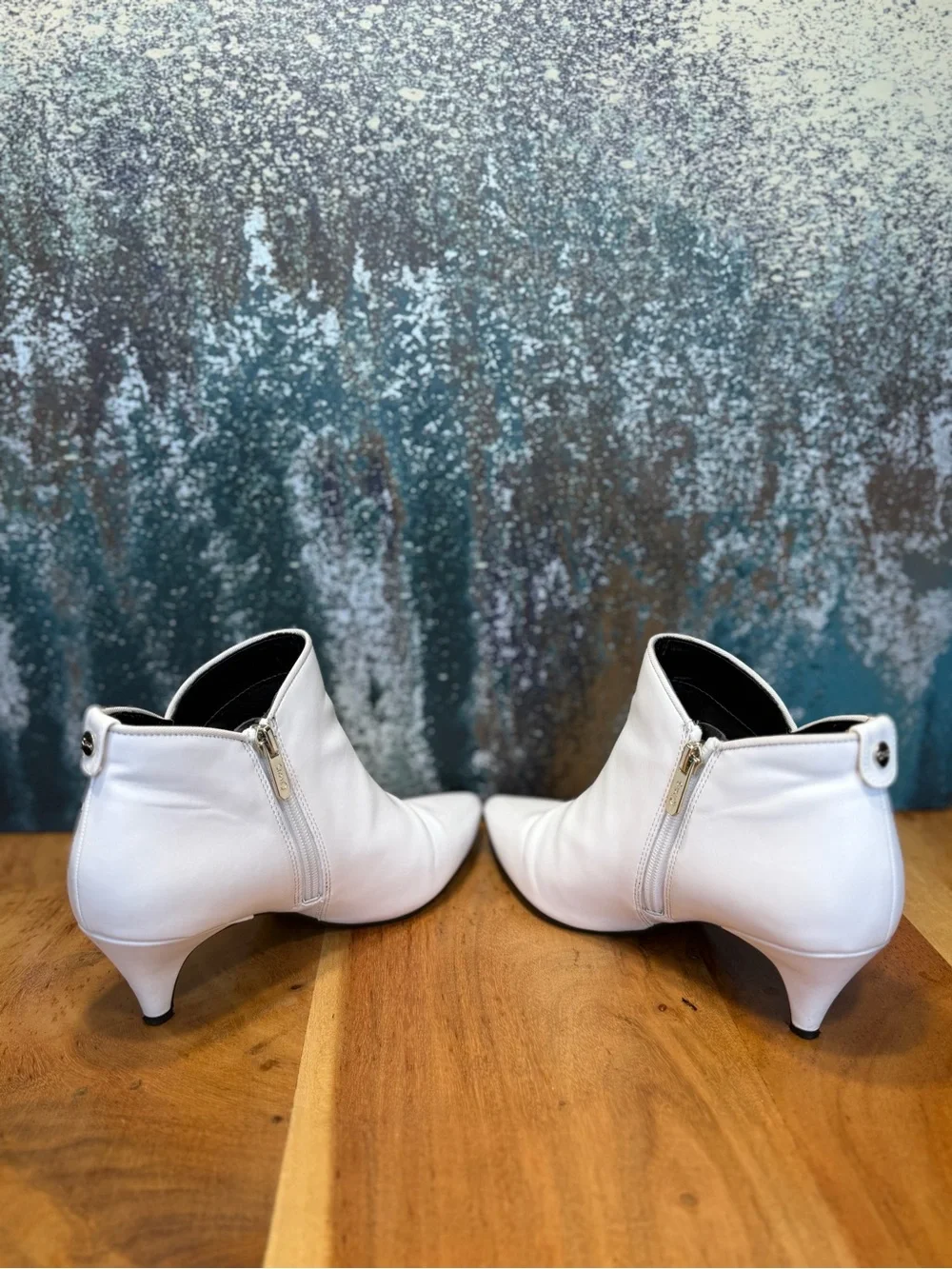 Sam Edelman Circus Classic Kirby White Kitten Heel Ankle Boots 8